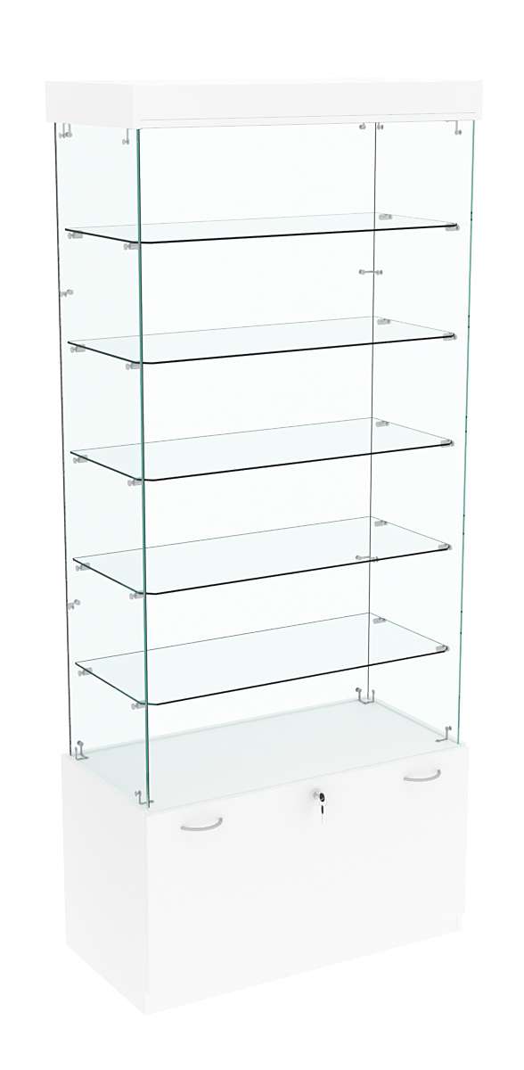 Витрина Кристалл №601 прямоугольная (З/C - стекло), без дверей Белый