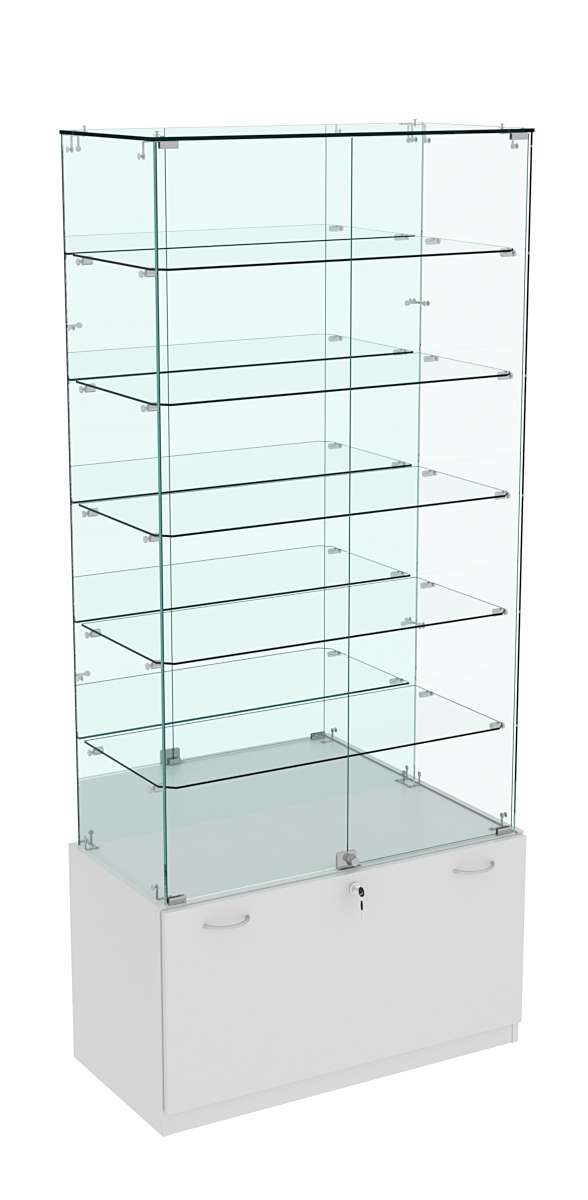 Витрина Кристалл №507 прямоугольная (задняя стенка - зеркало) Серый