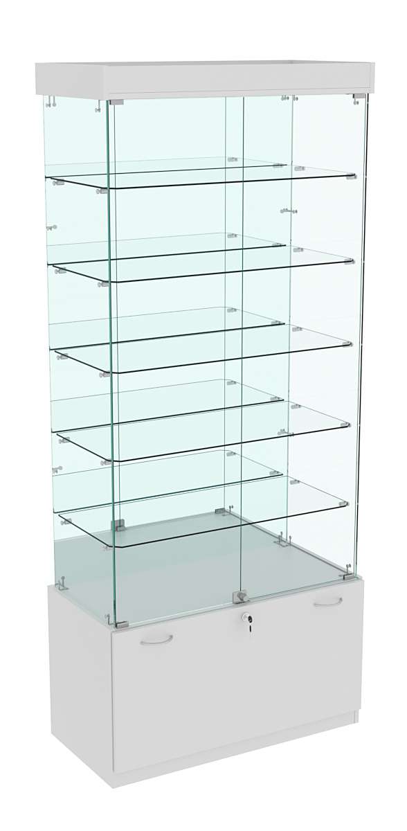 Витрина Кристалл №503 прямоугольная (задняя стенка - зеркало) Серый