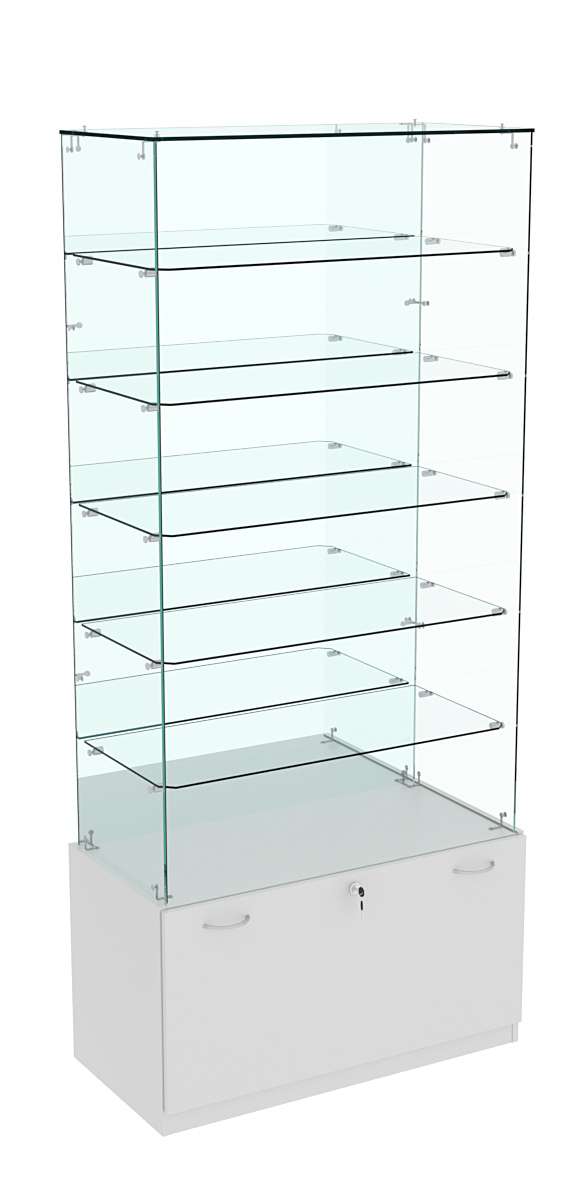 Витрина Кристалл №607 прямоугольная (З/C - зеркало), без дверей Серый