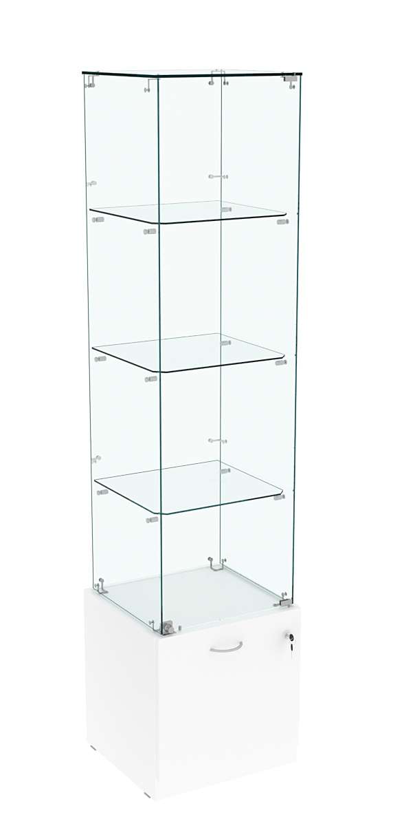 Витрина Кристалл №6 стаканчик (задняя стенка - стекло) Белый