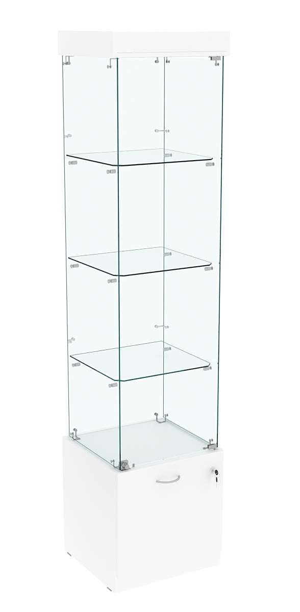 Витрина Кристалл №2 стаканчик (задняя стенка - стекло) Белый