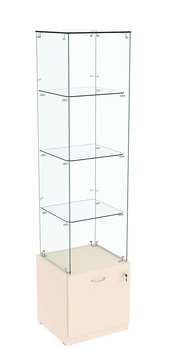 Витрина Кристалл №106 стаканчик (З/С - стекло), без дверей Крем Вайс