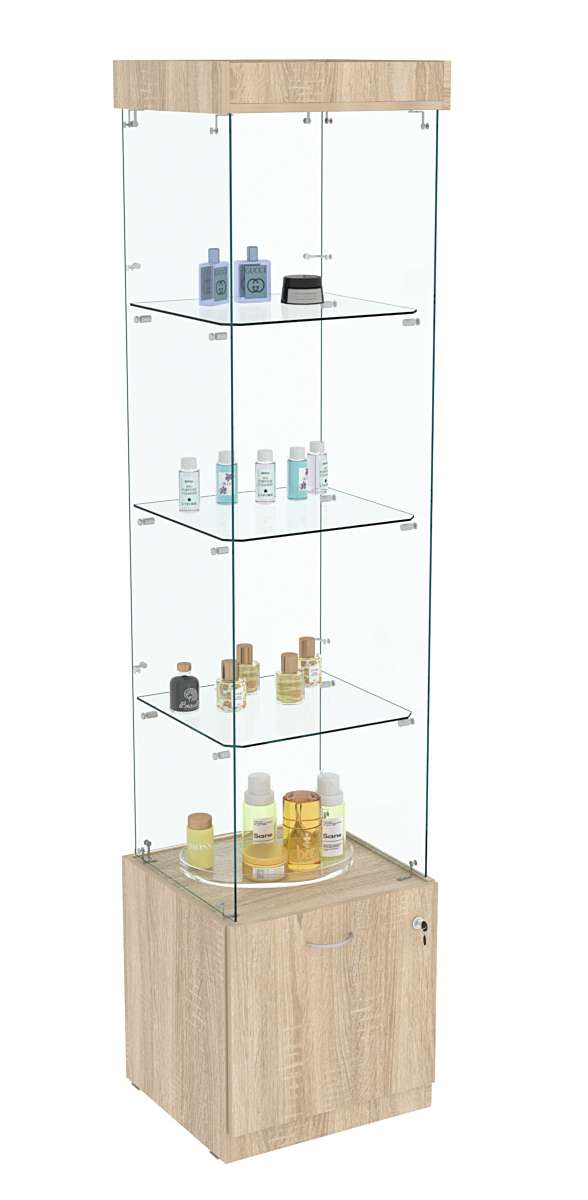 Витрина Кристалл №102 стаканчик (З/C - стекло), без дверей Дуб сонома