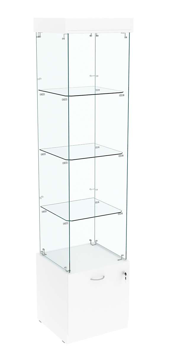 Витрина Кристалл №102 стаканчик (З/C - стекло), без дверей Белый
