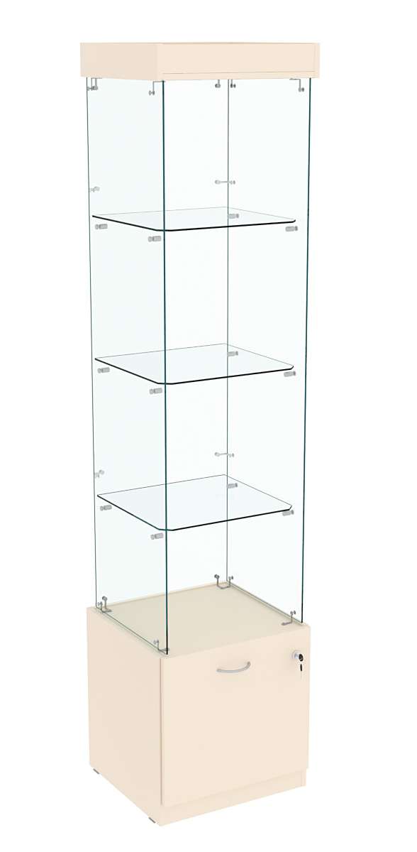 Витрина Кристалл №102 стаканчик (З/C - стекло), без дверей Крем Вайс