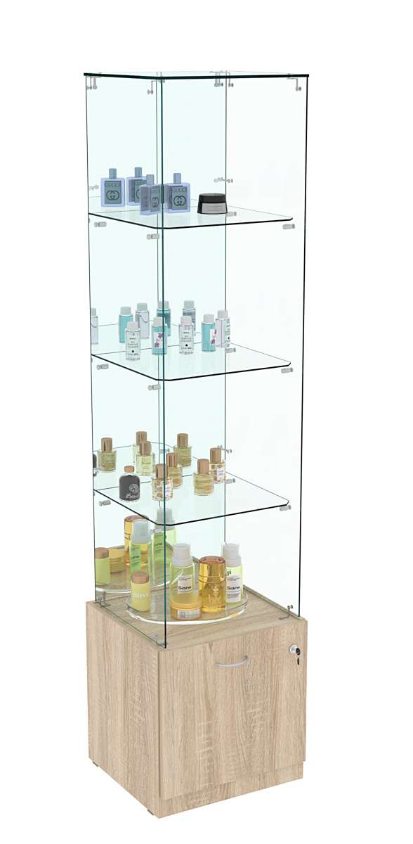 Витрина Кристалл №108 стаканчик (З, С - зеркало), без дверей Дуб сонома