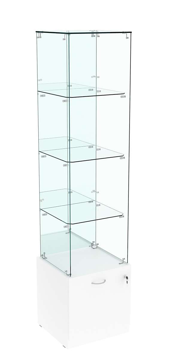 Витрина Кристалл №108 стаканчик (З, С - зеркало), без дверей Белый