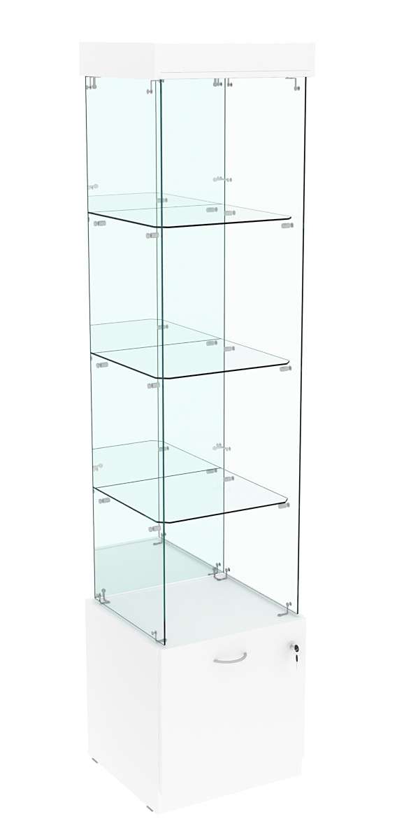 Витрина Кристалл №104 стаканчик (З/С- зеркало), без дверей Белый