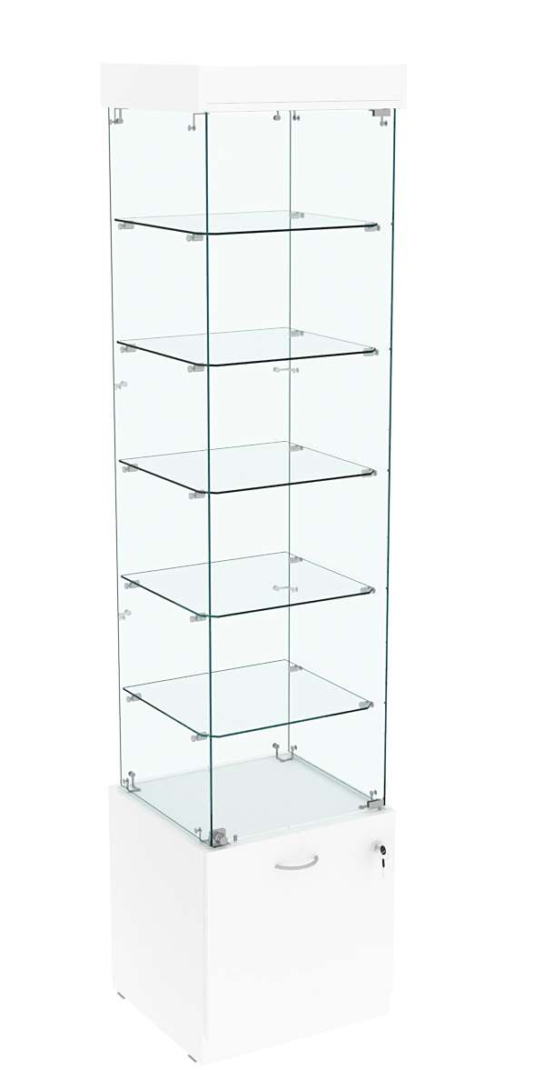 Витрина Кристалл №502 стаканчик (задняя стенка - стекло) Белый
