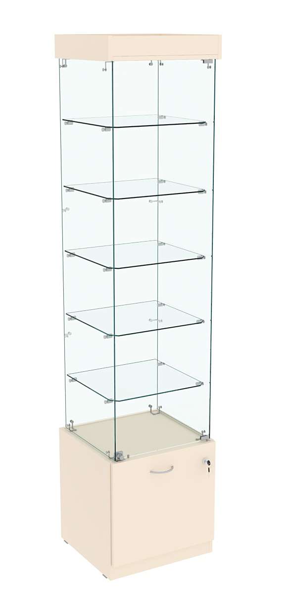 Витрина Кристалл №502 стаканчик (задняя стенка - стекло) Крем Вайс