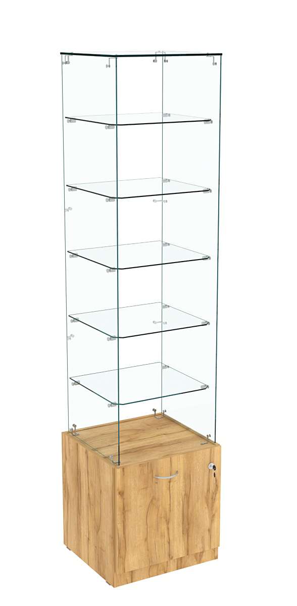 Витрина Кристалл №606 стаканчик (З/С - стекло), без дверей Дуб Золотистый