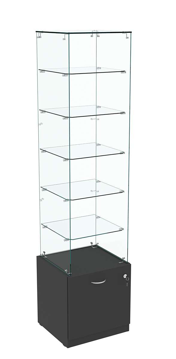 Витрина Кристалл №606 стаканчик (З/С - стекло), без дверей Черный