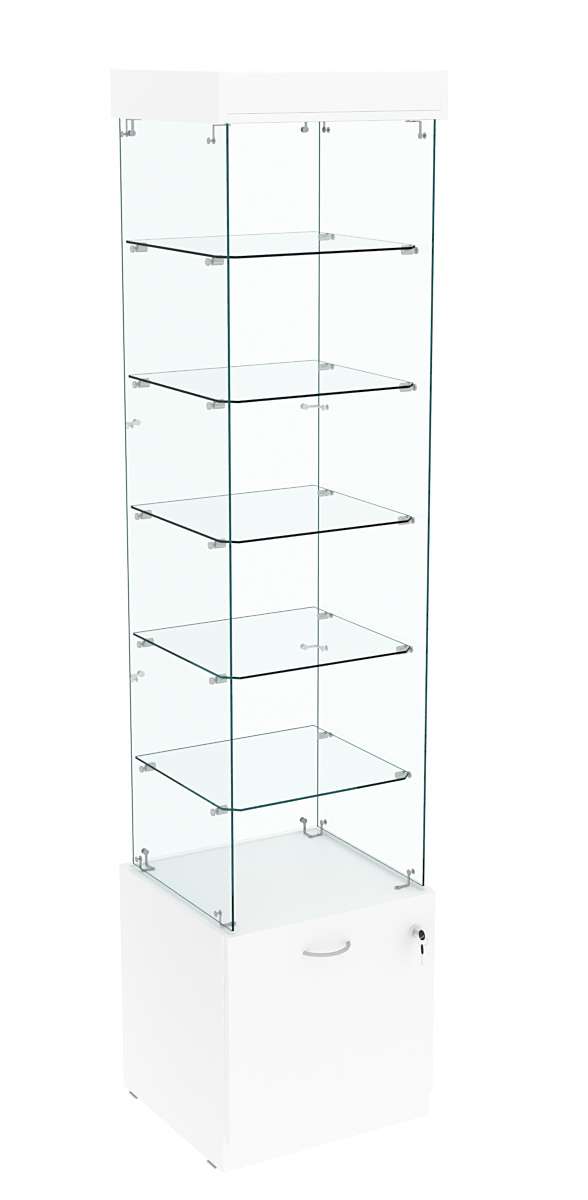 Витрина Кристалл №602 стаканчик (З/C - стекло), без дверей Белый