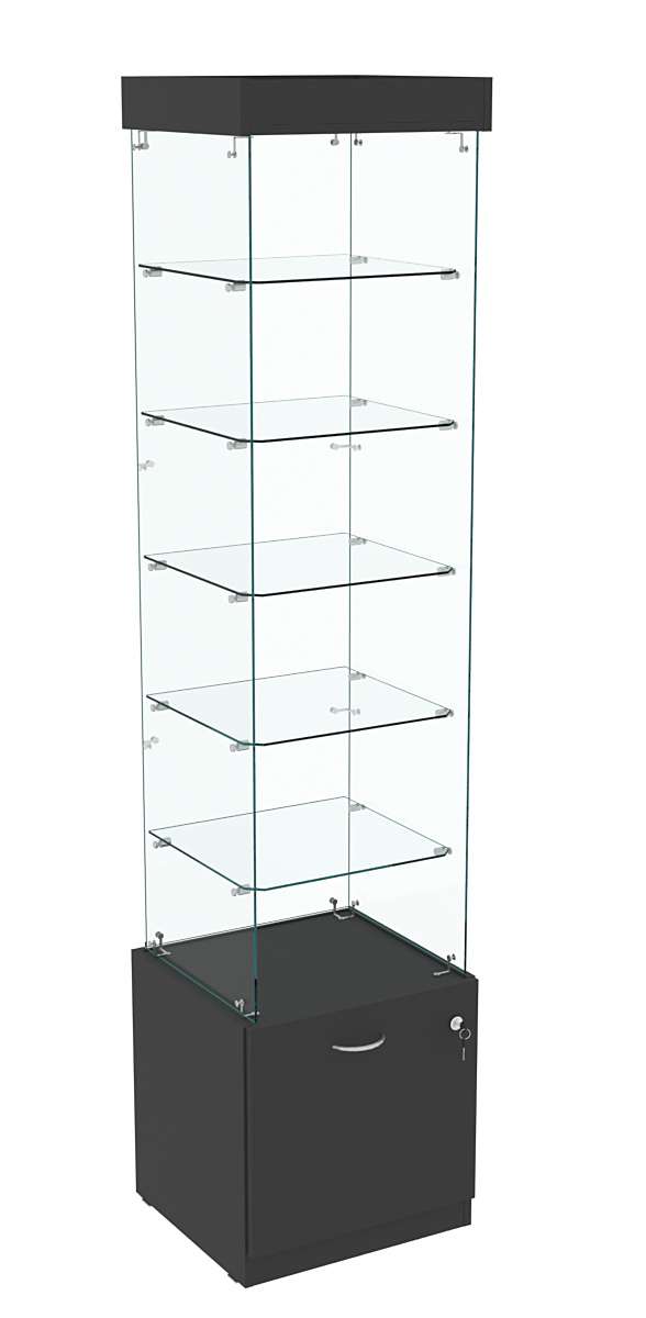 Витрина Кристалл №602 стаканчик (З/C - стекло), без дверей Черный