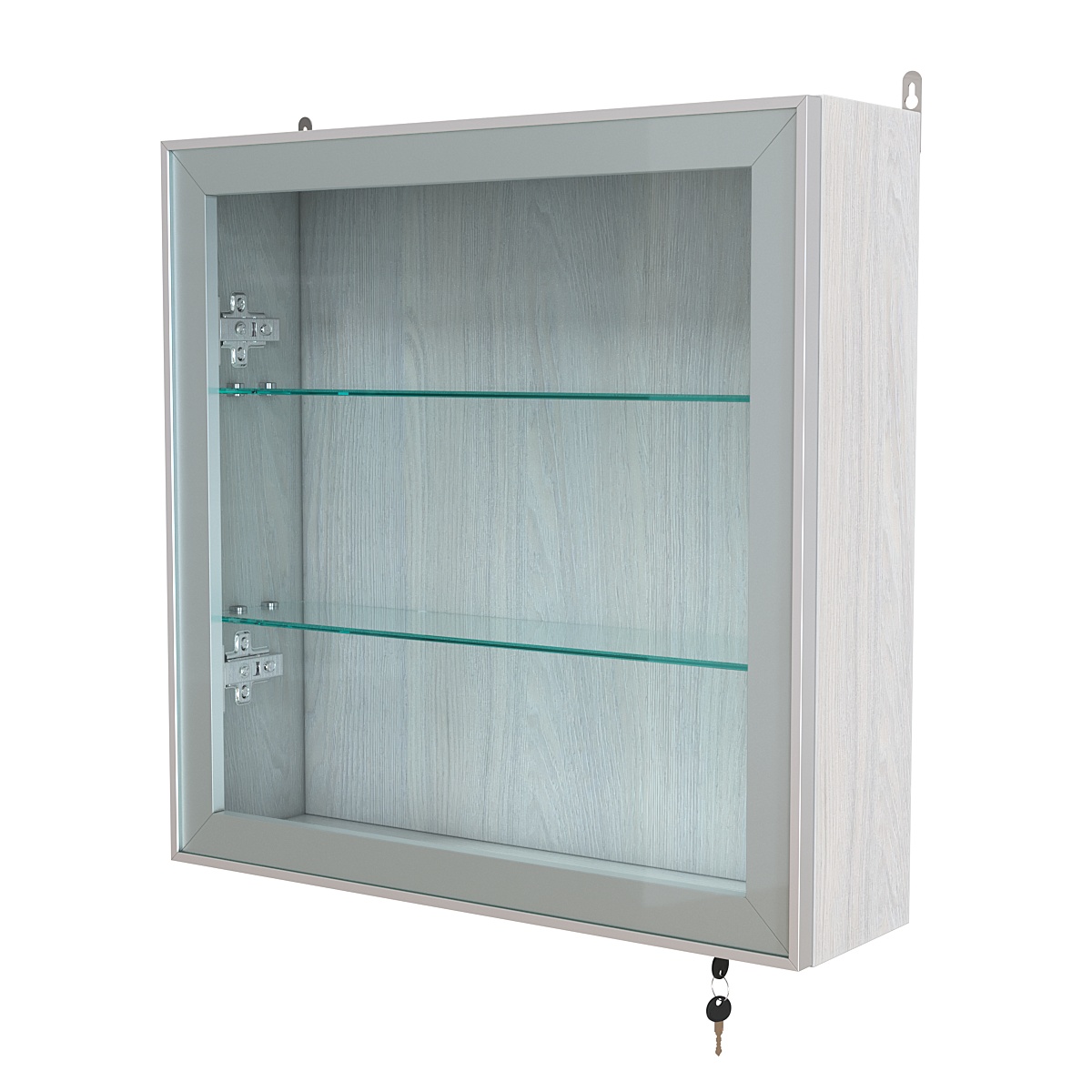 Витрина настенная №1-1А с прозрачными полками серии Collecto Ясень Анкор светлый