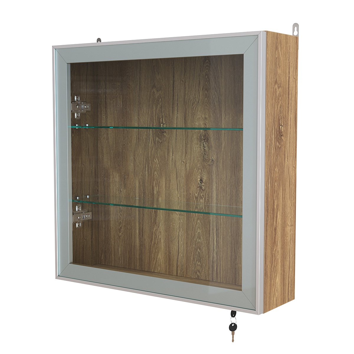 Витрина настенная №1-1А с прозрачными полками серии Collecto Дуб Канзас коричневый