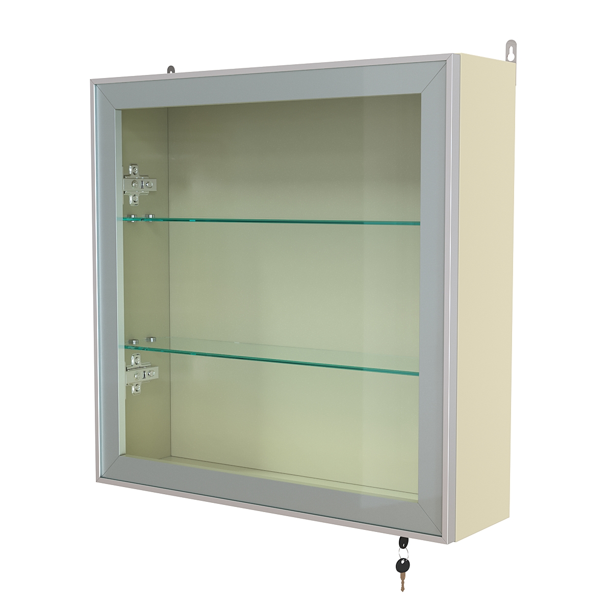 Витрина настенная №1-1А с прозрачными полками серии Collecto Крем Вайс