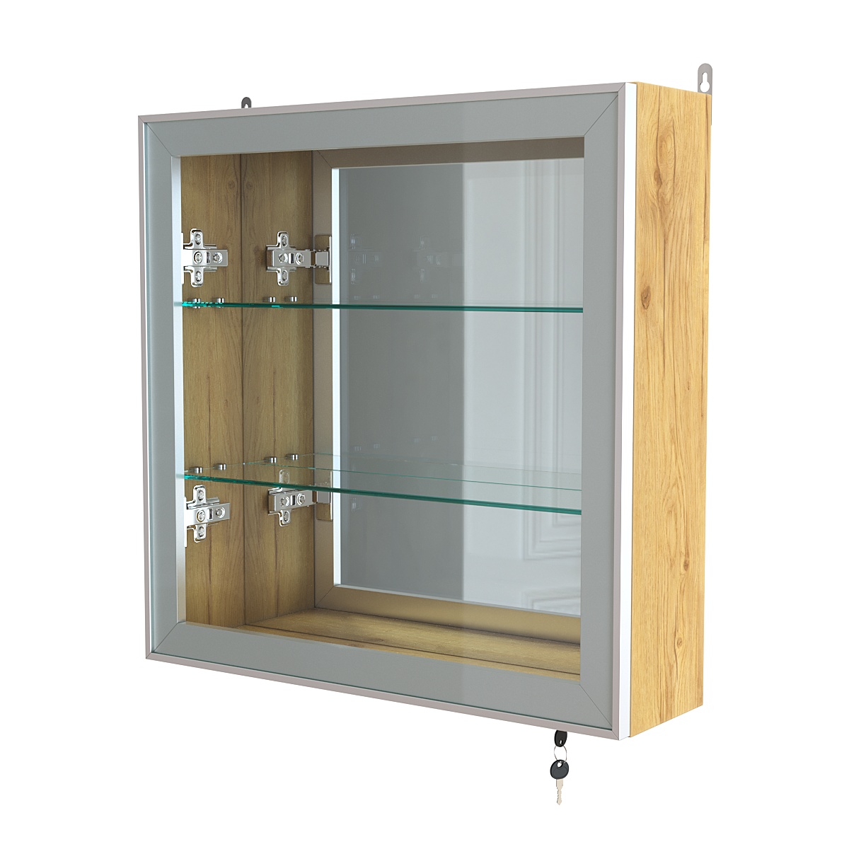 Витрина настенная №1-2А с зеркалом серии Collecto Дуб Золотистый