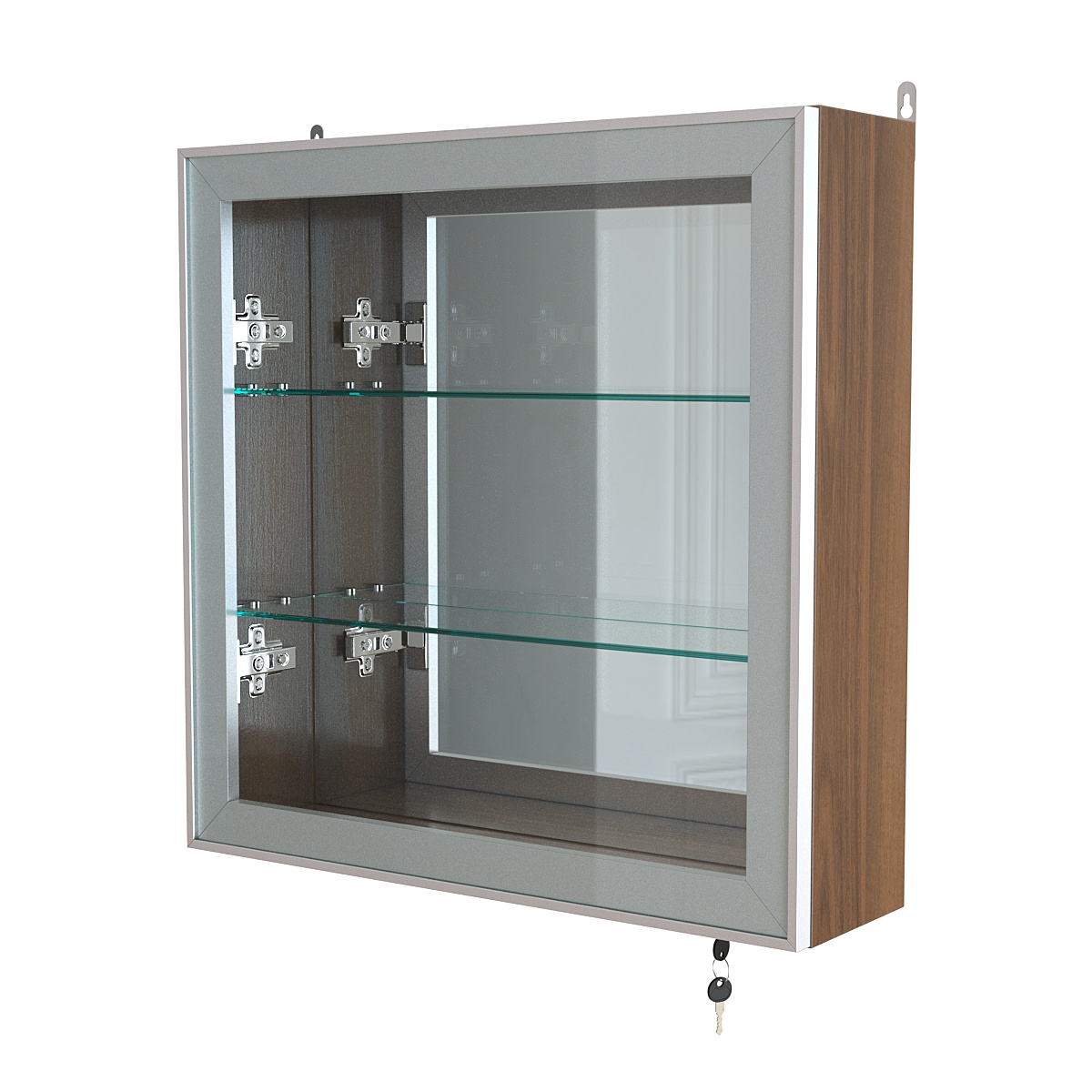 Витрина настенная №1-2А с зеркалом серии Collecto Орех