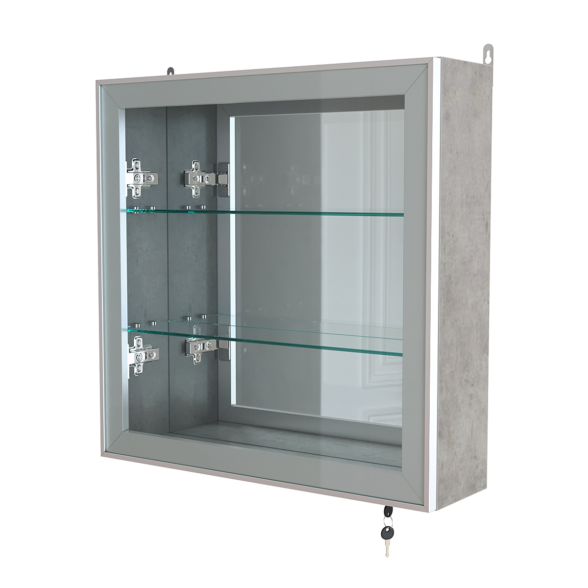 Витрина настенная №1-2А с зеркалом серии Collecto Бетон Чикаго светло-серый F186 ST9