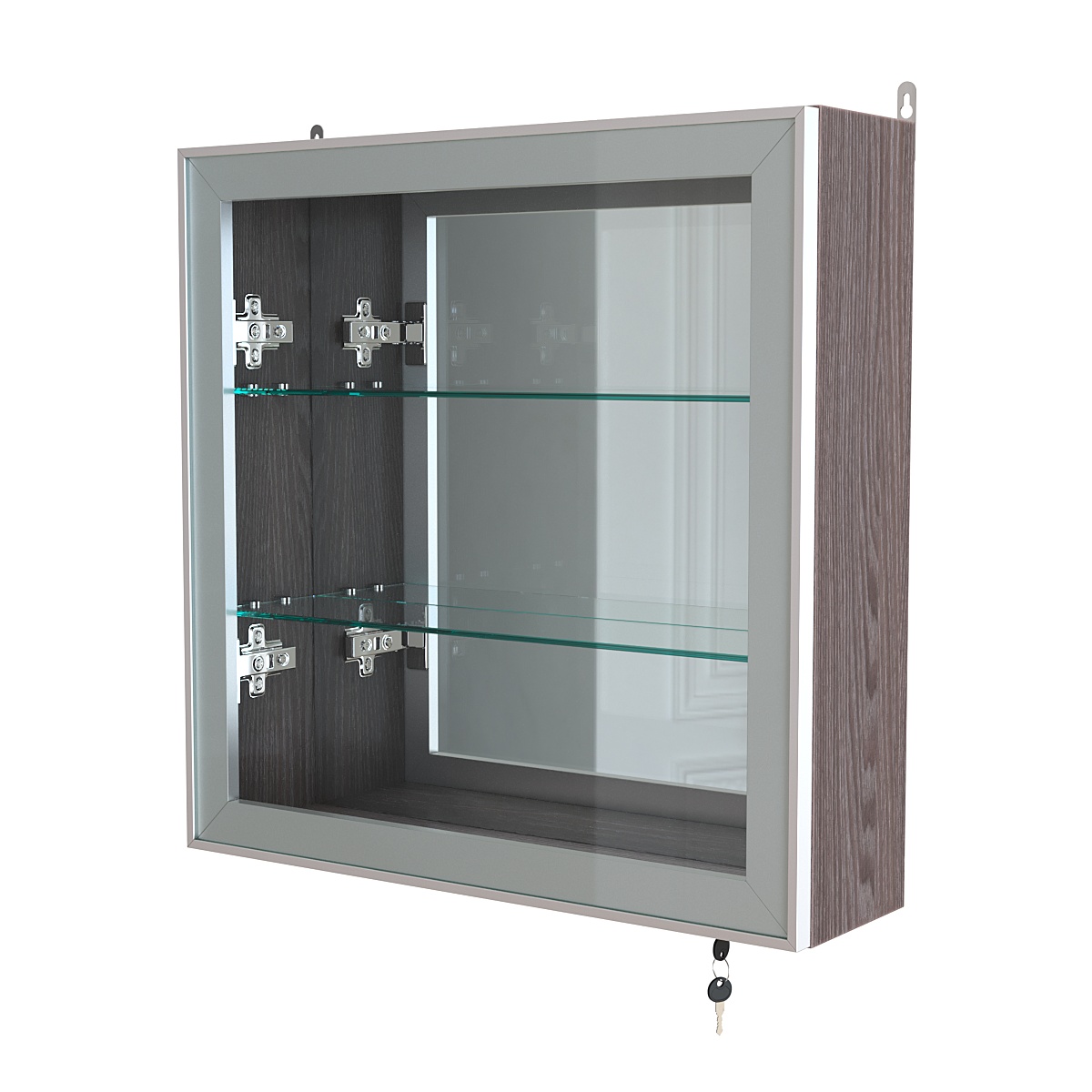 Витрина настенная №1-2А с зеркалом серии Collecto Ясень Анкор темный