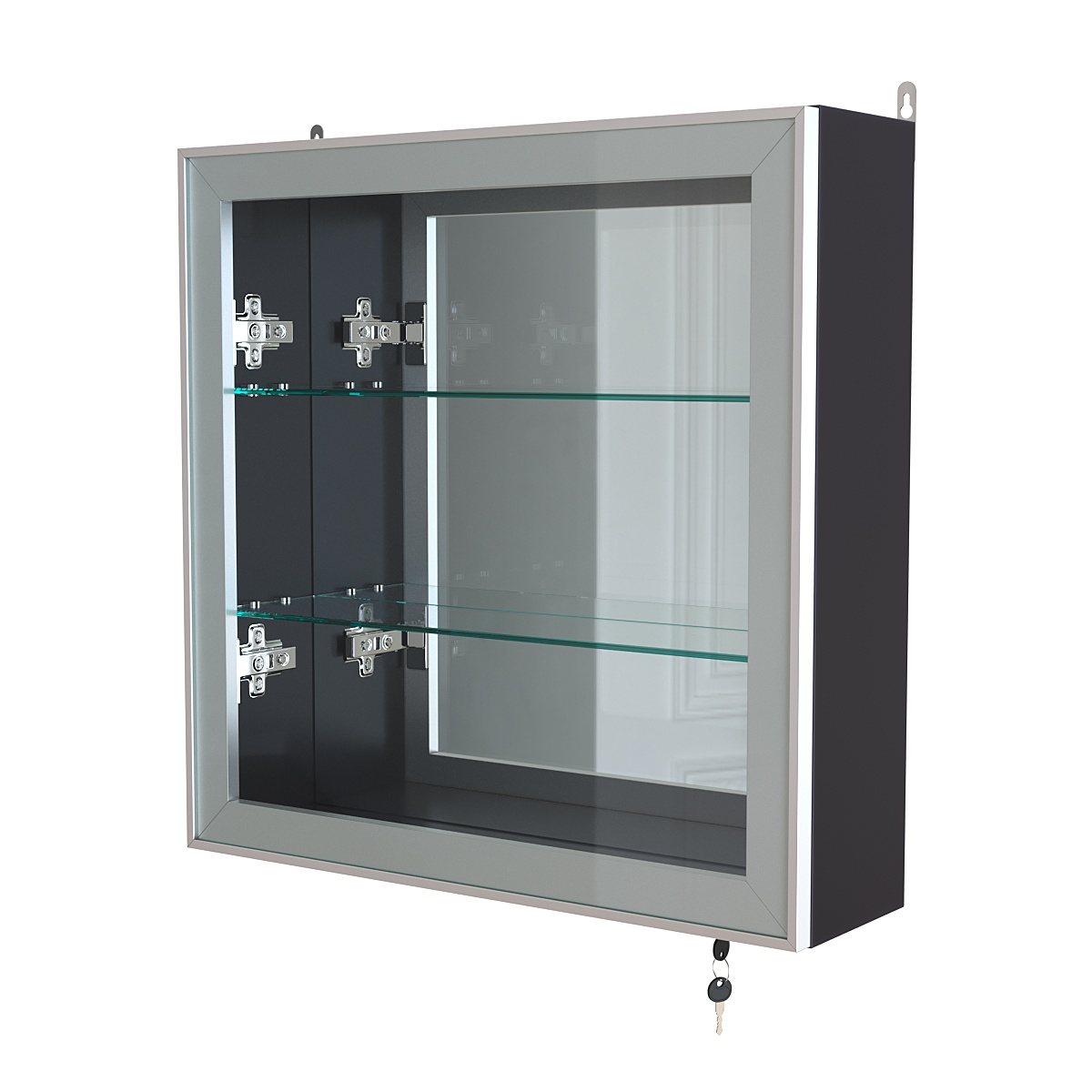 Витрина настенная №1-2А с зеркалом серии Collecto Антрацит