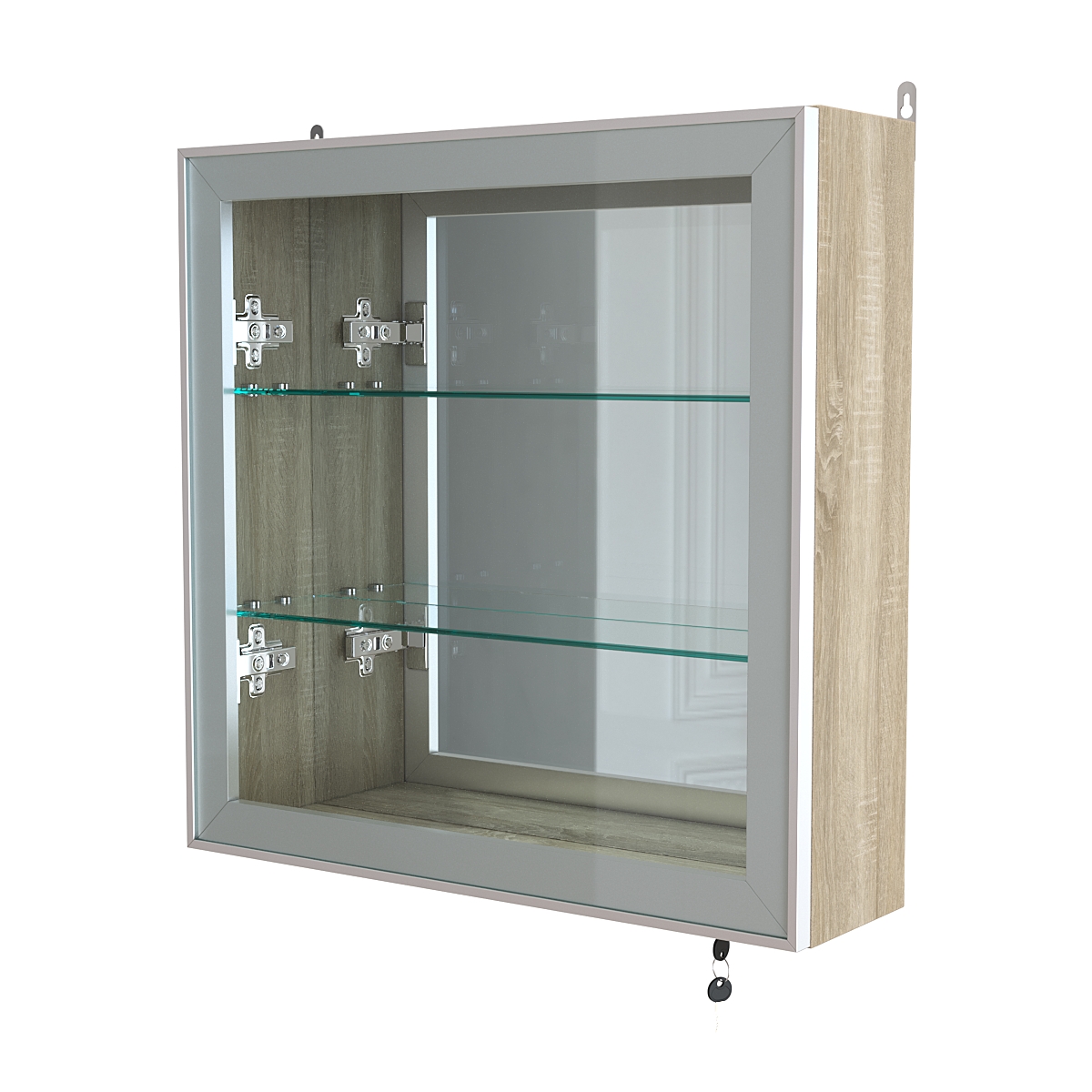 Витрина настенная №1-2А с зеркалом серии Collecto Дуб Сонома