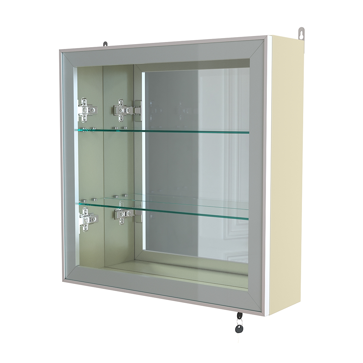 Витрина настенная №1-2А с зеркалом серии Collecto Крем Вайс