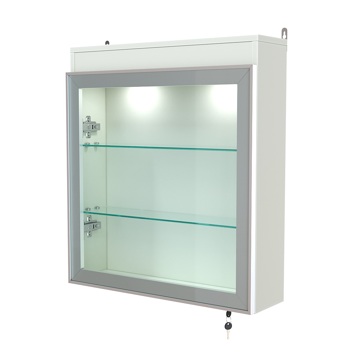 Витрина настенная №1-3А с прозрачными полками и фризом с подсветкой серии Collecto Белый