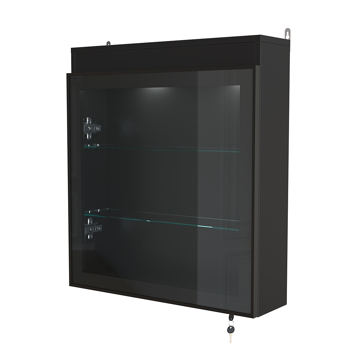 Витрина настенная №1-3А с прозрачными полками и фризом с подсветкой серии Collecto Черный