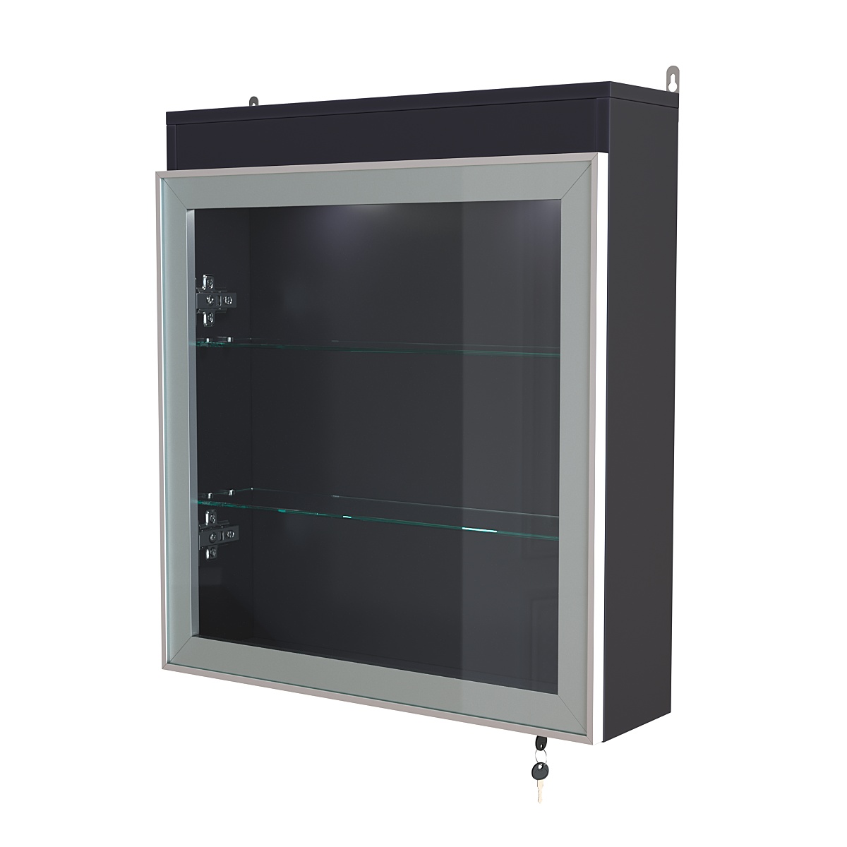 Витрина настенная №1-3А с прозрачными полками и фризом с подсветкой серии Collecto Антрацит