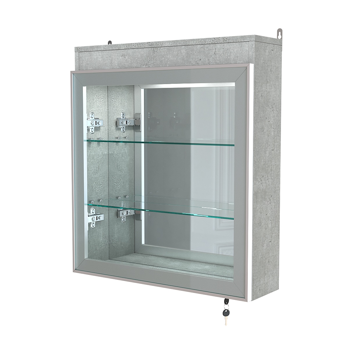 Витрина настенная №1-4А с подсветкой и зеркалом серии Collecto Метрополитан Грей