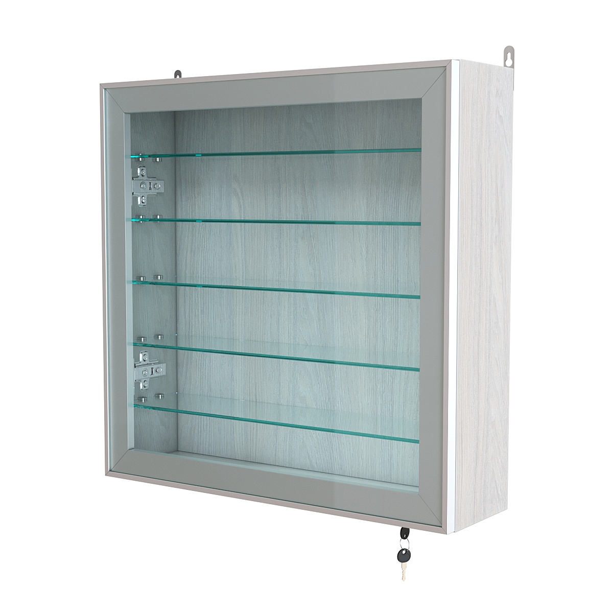 Витрина настенная №1-5А с пятью прозрачными полками серии Collecto Ясень Анкор светлый