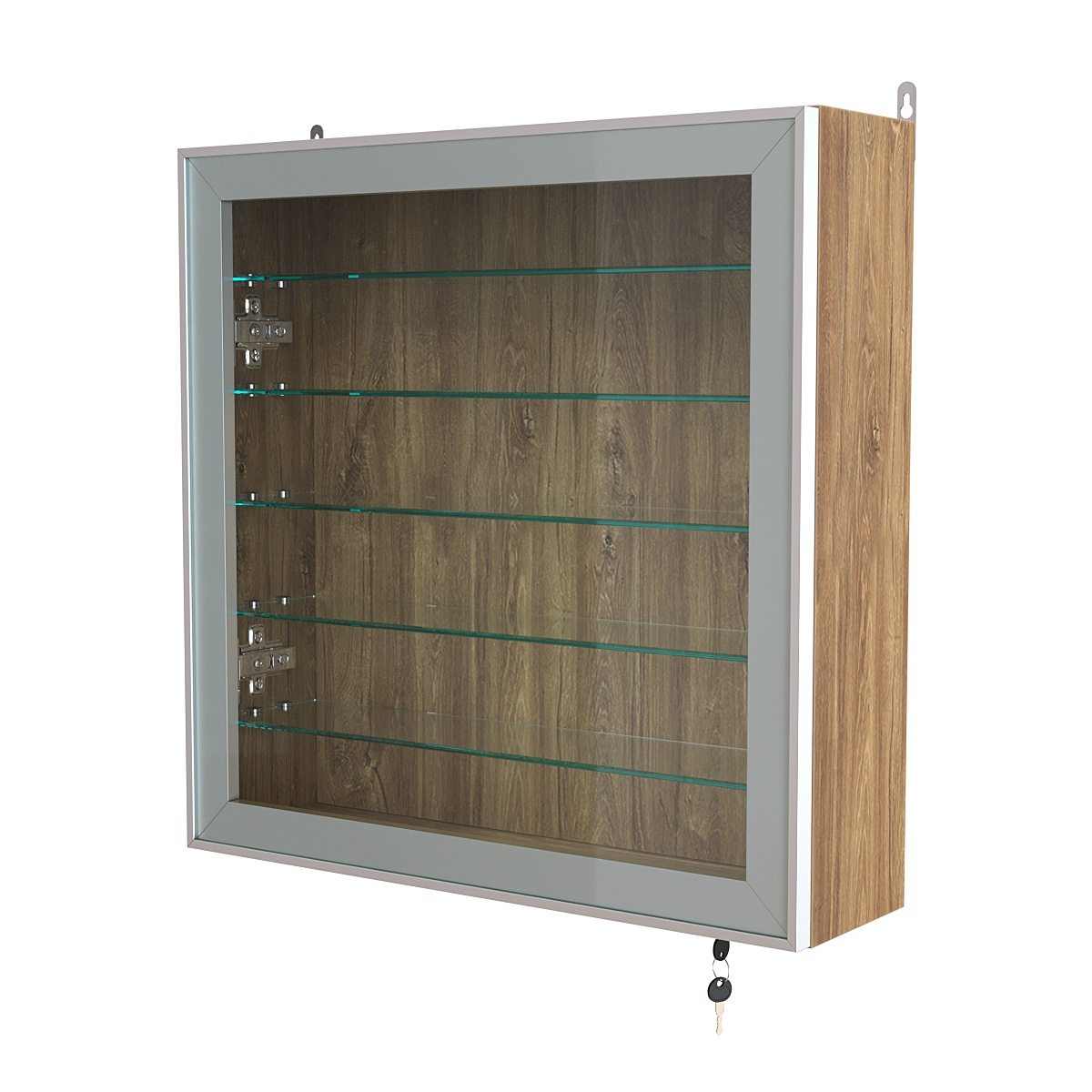 Витрина настенная №1-5А с пятью прозрачными полками серии Collecto Дуб Канзас коричневый