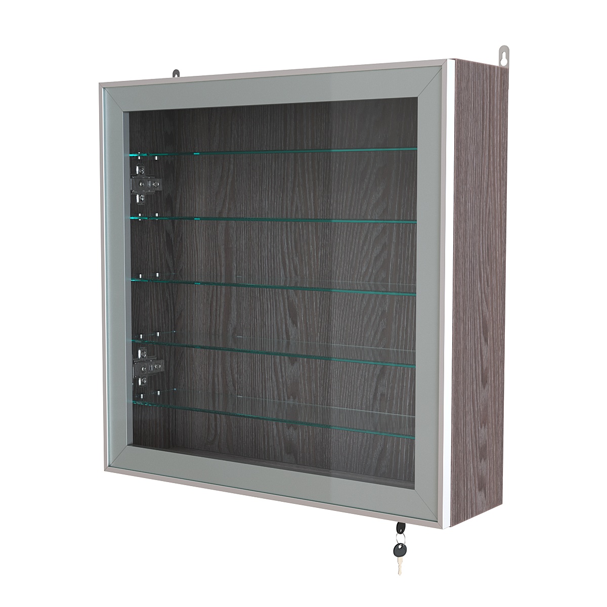 Витрина настенная №1-5А с пятью прозрачными полками серии Collecto Ясень Анкор темный