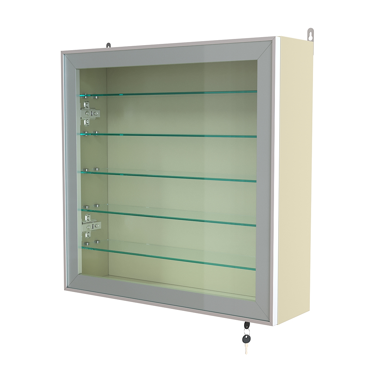 Витрина настенная №1-5А с пятью прозрачными полками серии Collecto Крем Вайс