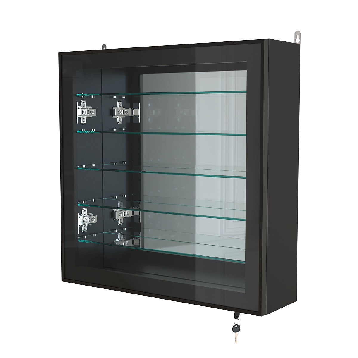 Витрина настенная №1-6А с пятью полками и зеркальной стенкой серии Collecto Черный