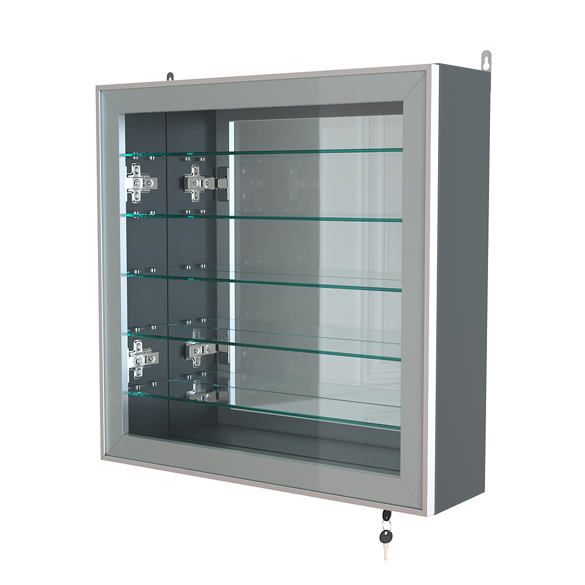 Витрина настенная №1-6А с пятью полками и зеркальной стенкой серии Collecto Темно-Серый