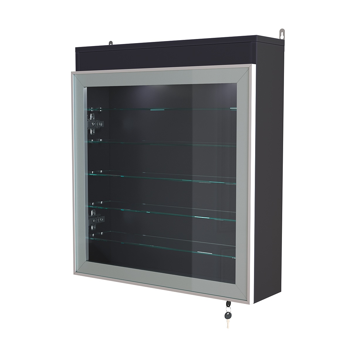 Витрина настенная №1-7А с пятью полками из стекла и верхней подсветкой серии Collecto Антрацит