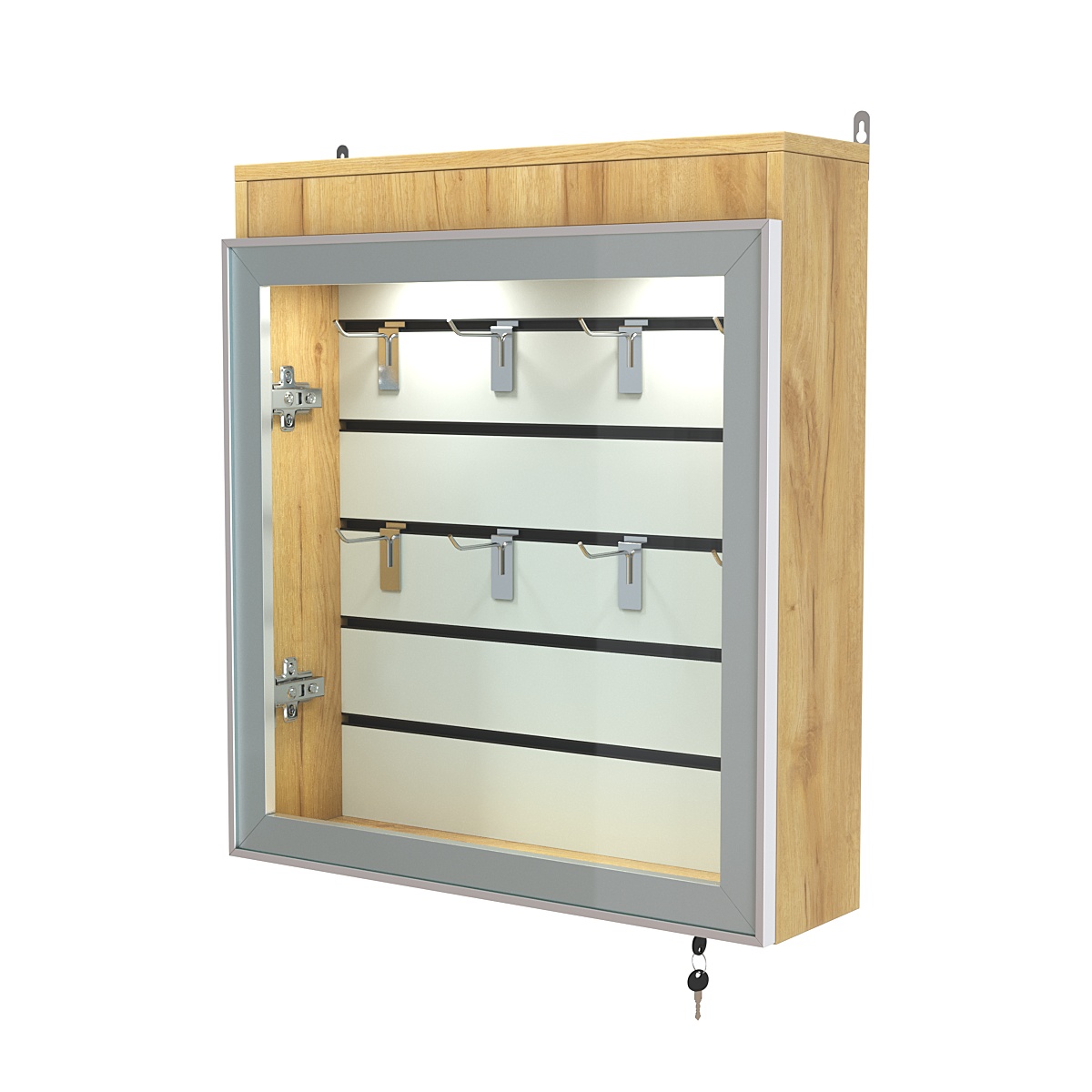 Витрина настенная №1-2Б с эконом панелью и фризом серии Collecto Дуб Золотистый