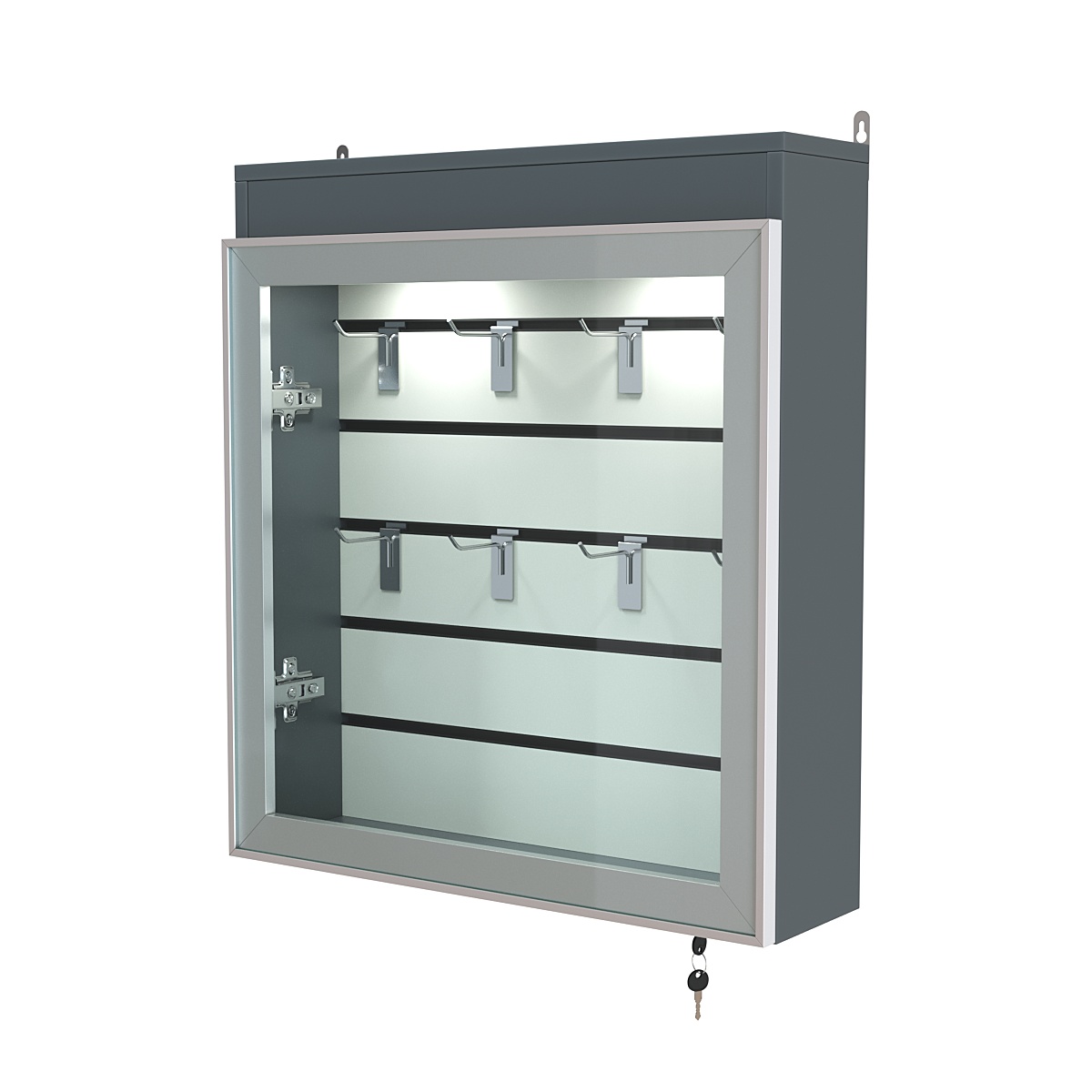 Витрина настенная №1-2Б с эконом панелью и фризом серии Collecto Темно-Серый