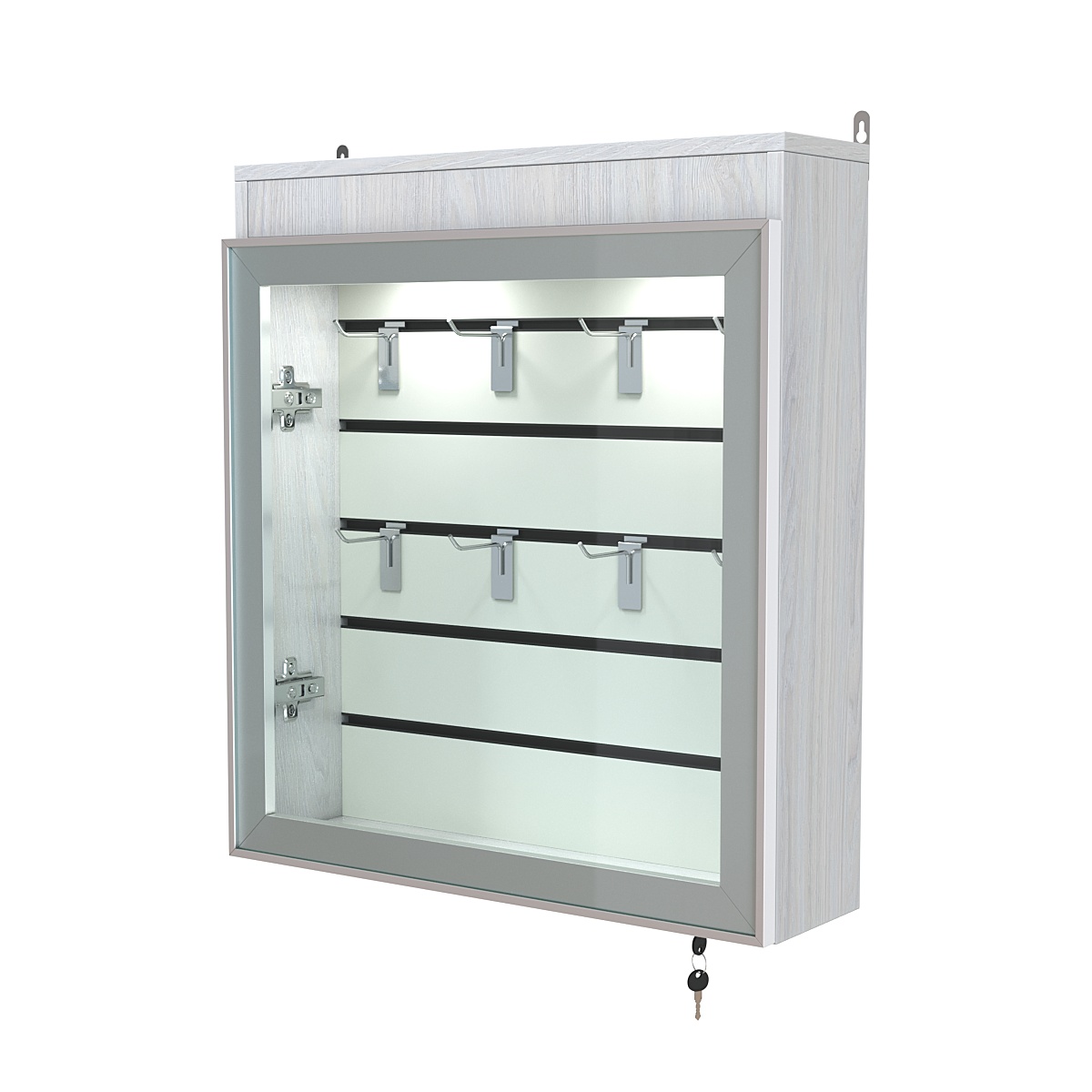 Витрина настенная №1-2Б с эконом панелью и фризом серии Collecto Ясень Анкор светлый