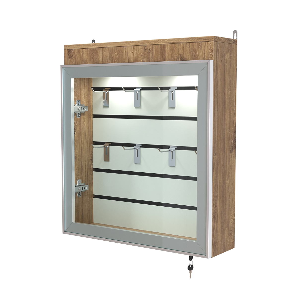 Витрина настенная №1-2Б с эконом панелью и фризом серии Collecto Дуб Канзас коричневый