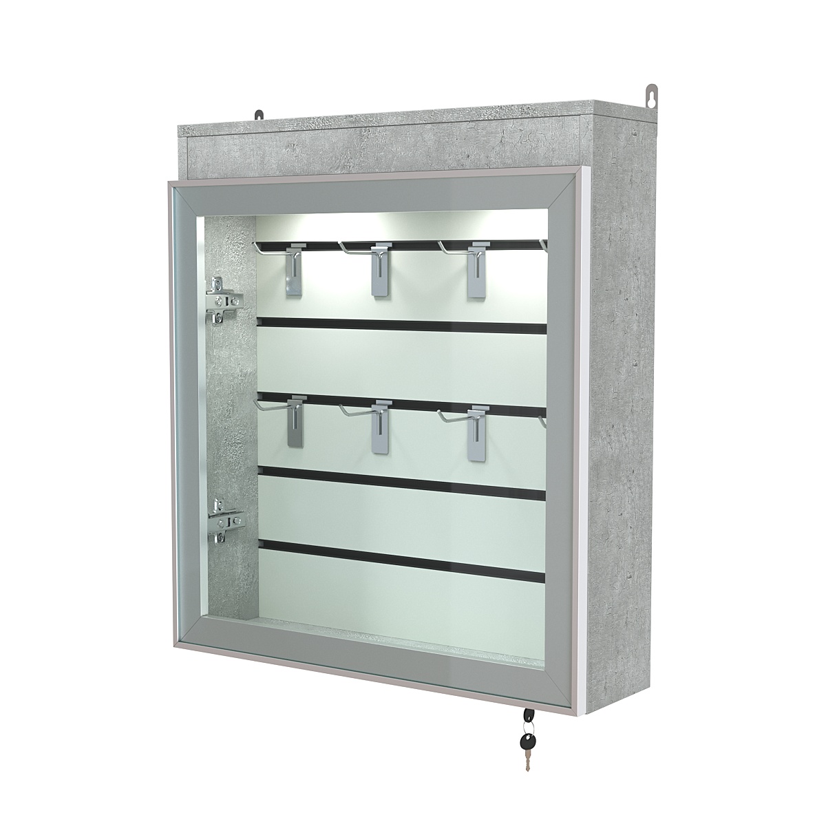 Витрина настенная №1-2Б с эконом панелью и фризом серии Collecto Метрополитан Грей