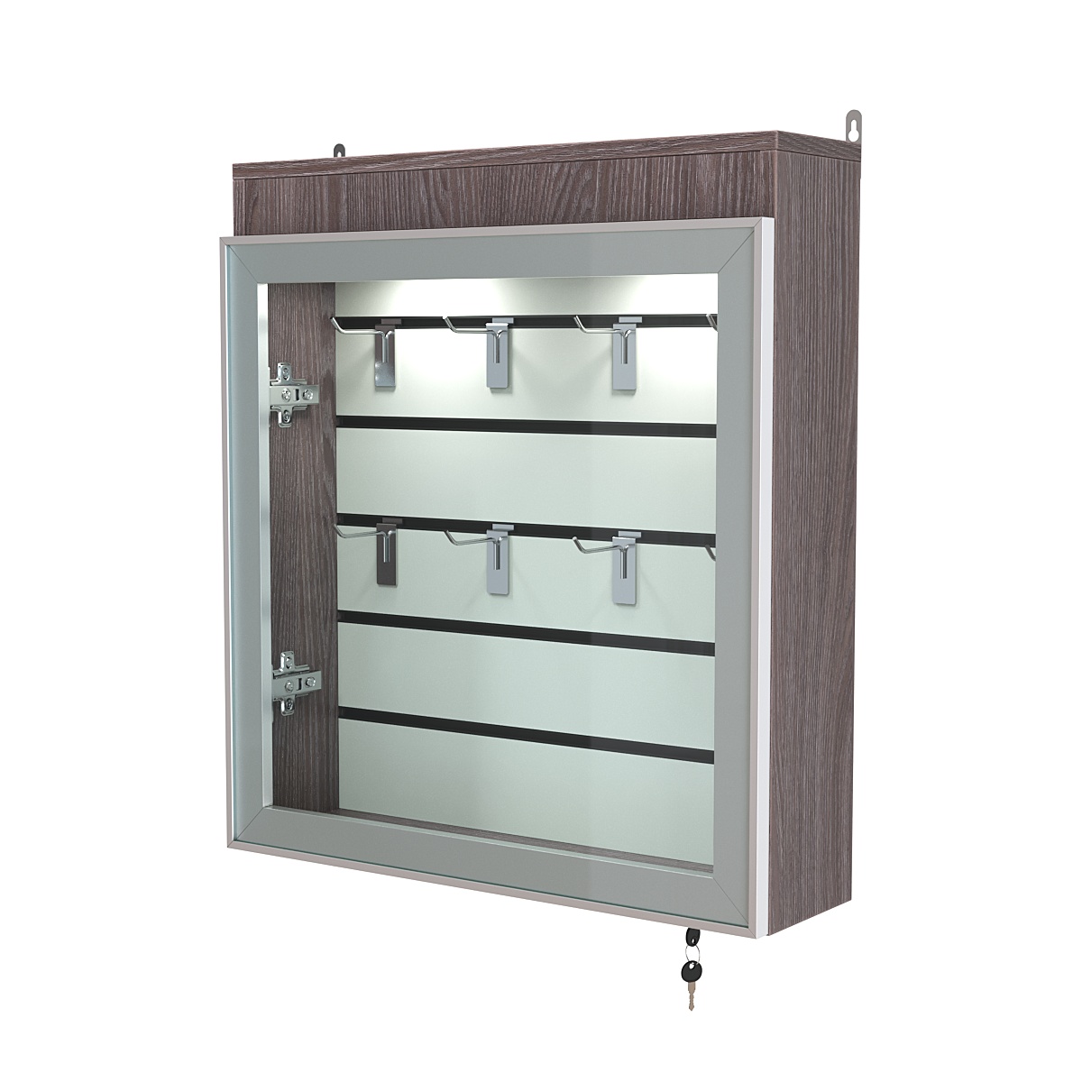 Витрина настенная №1-2Б с эконом панелью и фризом серии Collecto Ясень Анкор темный