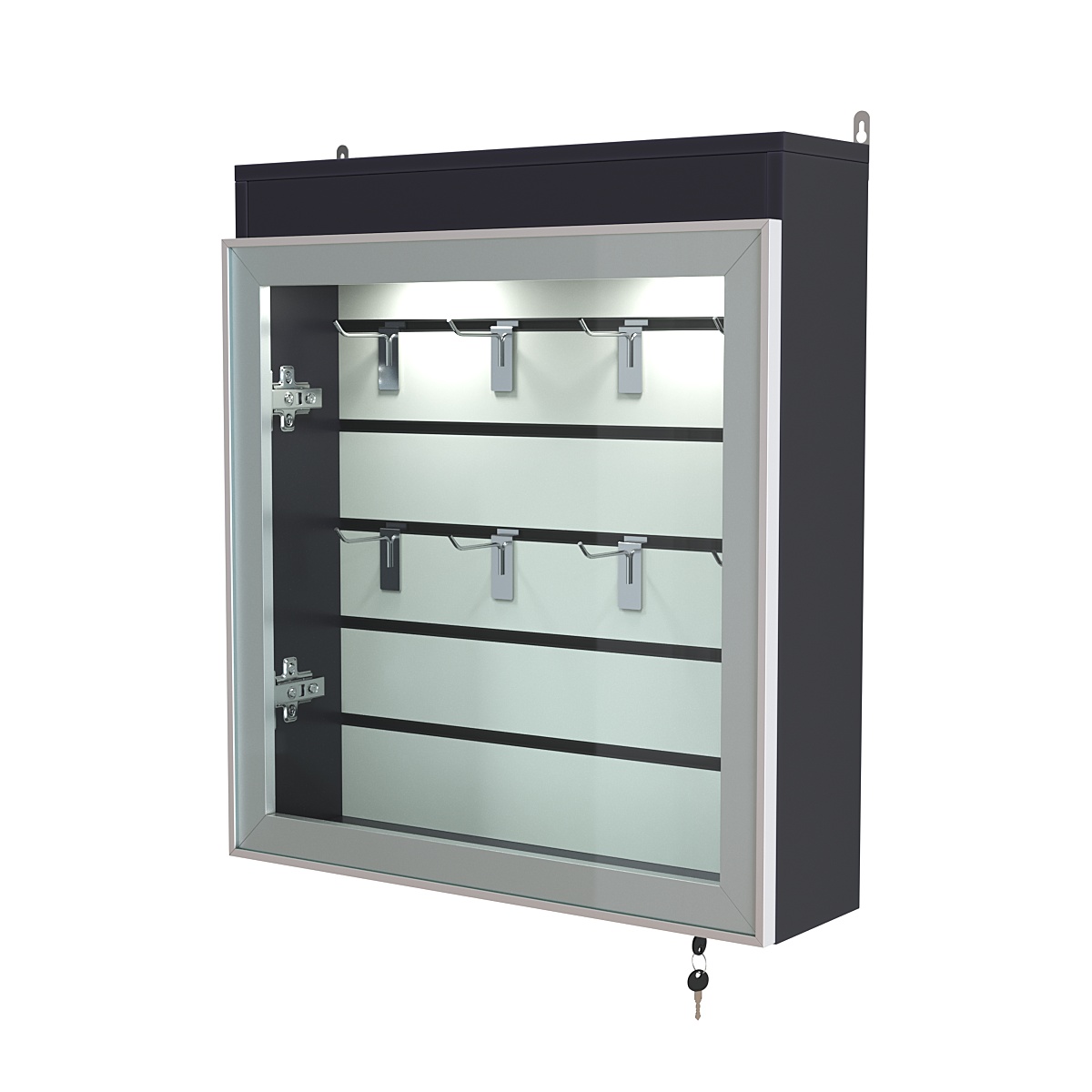 Витрина настенная №1-2Б с эконом панелью и фризом серии Collecto Антрацит