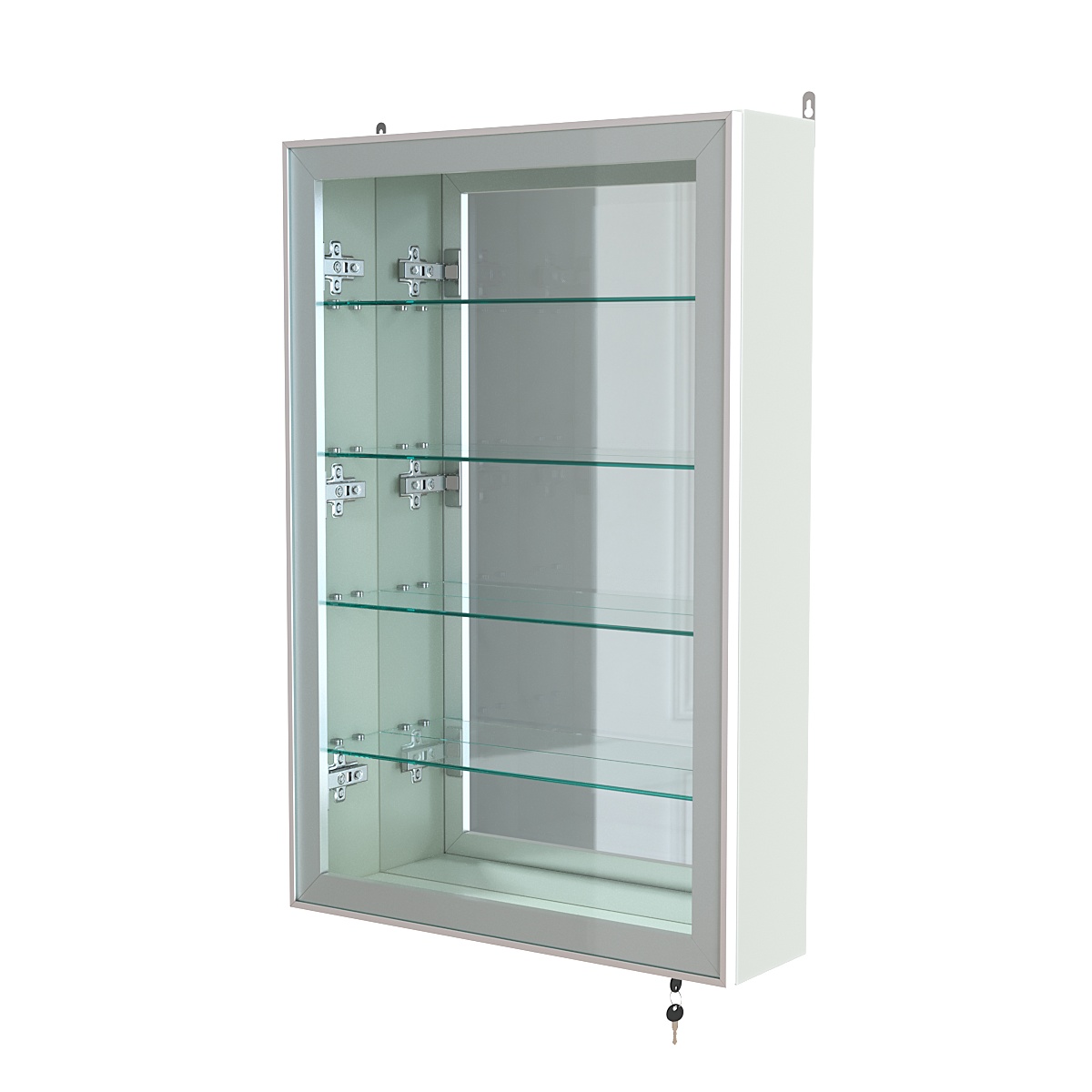 Витрина настенная №2-2А высокая с зеркалом серии Collecto Белый