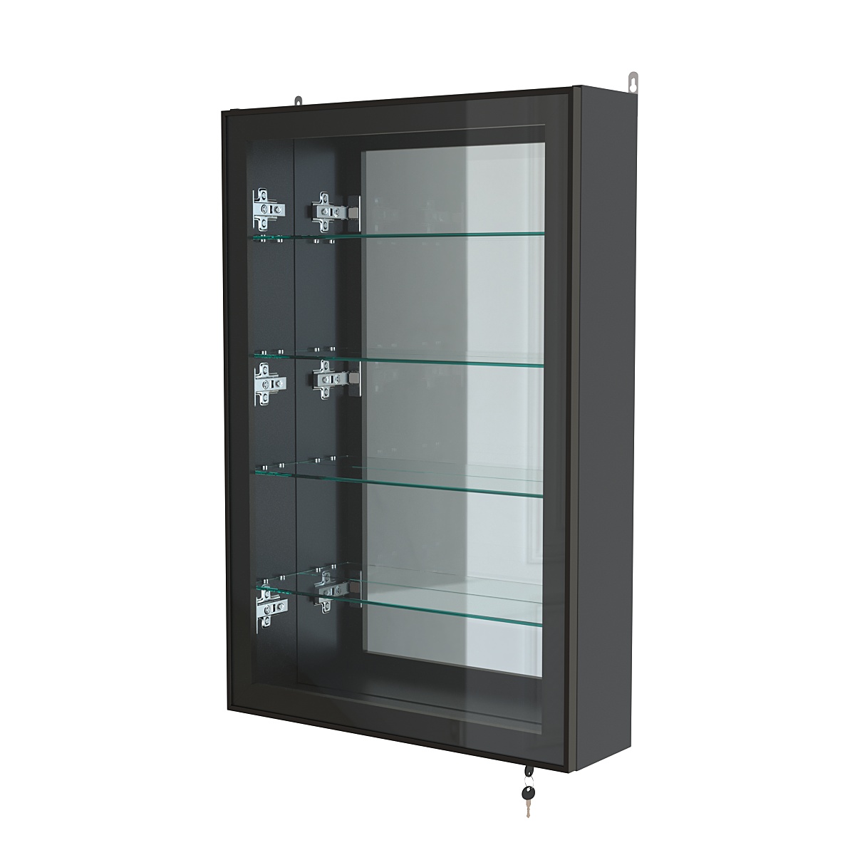 Витрина настенная №2-2А высокая с зеркалом серии Collecto Черный