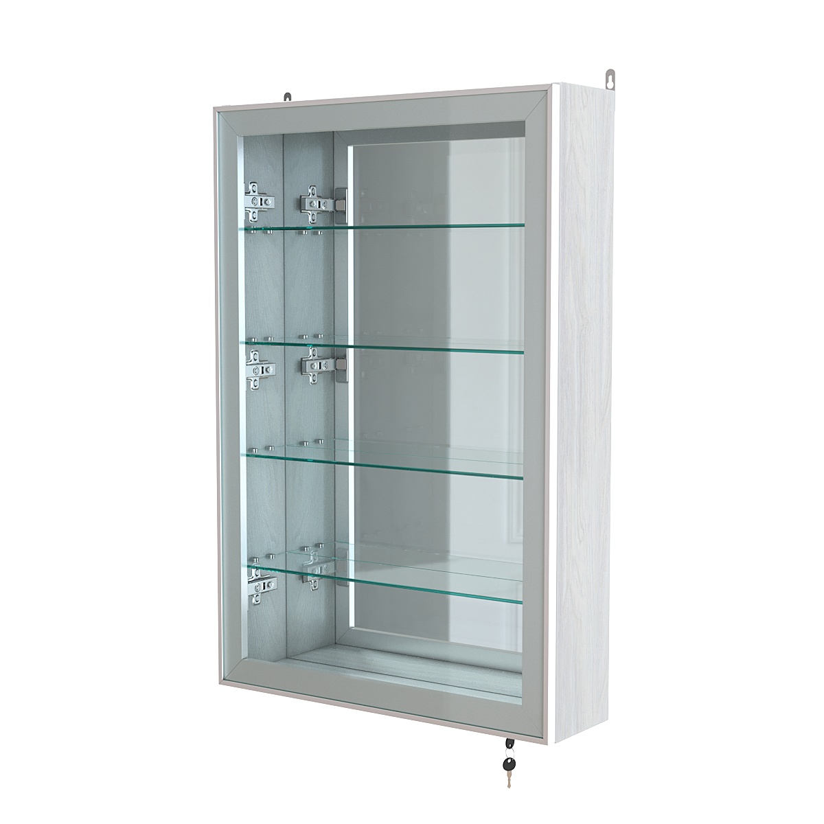 Витрина настенная №2-2А высокая с зеркалом серии Collecto Ясень Анкор светлый